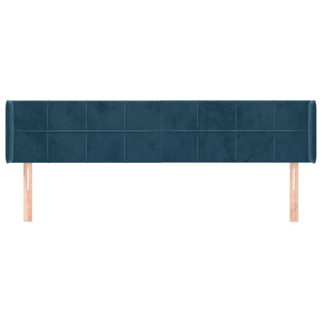 vidaXL Kopfteil mit Ohren Dunkelblau 163x16x78/88 cm Samt