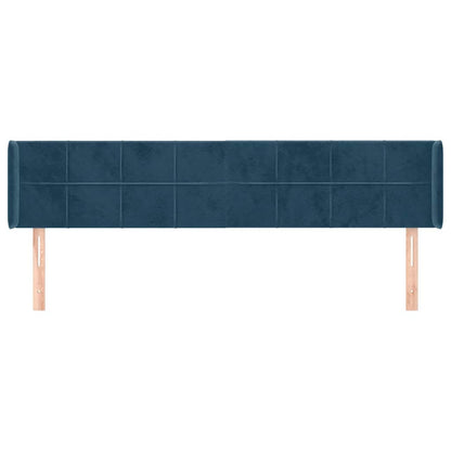vidaXL Kopfteil mit Ohren Dunkelblau 163x16x78/88 cm Samt