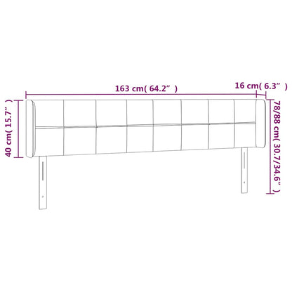 vidaXL Kopfteil mit Ohren Dunkelblau 163x16x78/88 cm Samt
