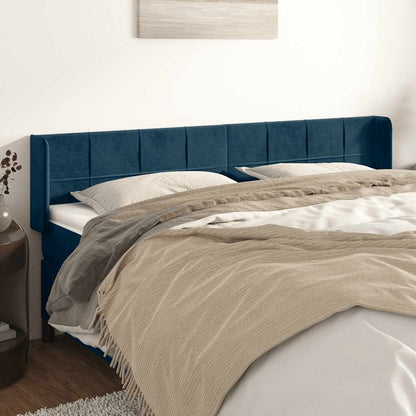 vidaXL Kopfteil mit Ohren Dunkelblau 163x16x78/88 cm Samt