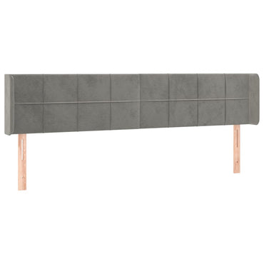 vidaXL Kopfteil mit Ohren Hellgrau 183x16x78/88 cm Samt