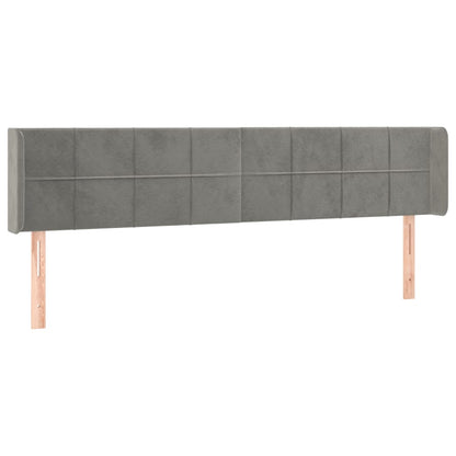 vidaXL Kopfteil mit Ohren Hellgrau 183x16x78/88 cm Samt