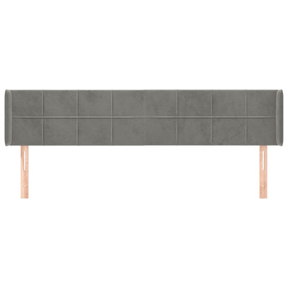 vidaXL Kopfteil mit Ohren Hellgrau 183x16x78/88 cm Samt