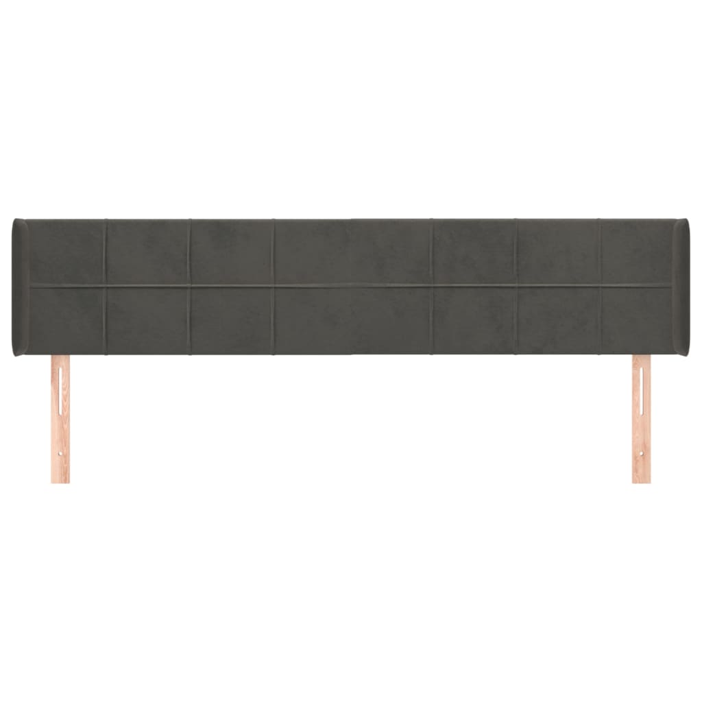 vidaXL Kopfteil mit Ohren Dunkelgrau 183x16x78/88 cm Samt