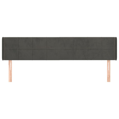 vidaXL Kopfteil mit Ohren Dunkelgrau 183x16x78/88 cm Samt