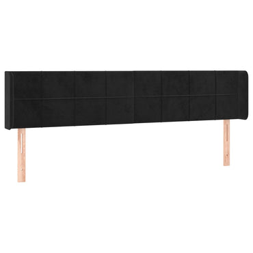 vidaXL Kopfteil mit Ohren Schwarz 183x16x78/88 cm Samt