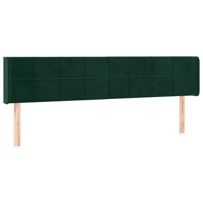 vidaXL Kopfteil mit Ohren Dunkelgrün 183x16x78/88 cm Samt