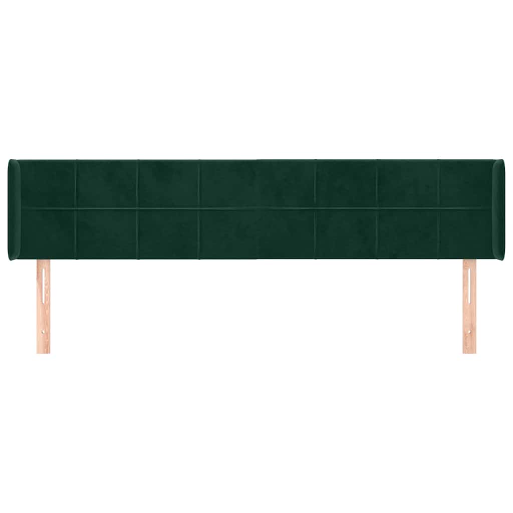 vidaXL Kopfteil mit Ohren Dunkelgrün 183x16x78/88 cm Samt