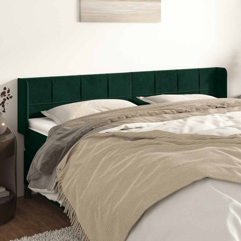 vidaXL Kopfteil mit Ohren Dunkelgrün 183x16x78/88 cm Samt