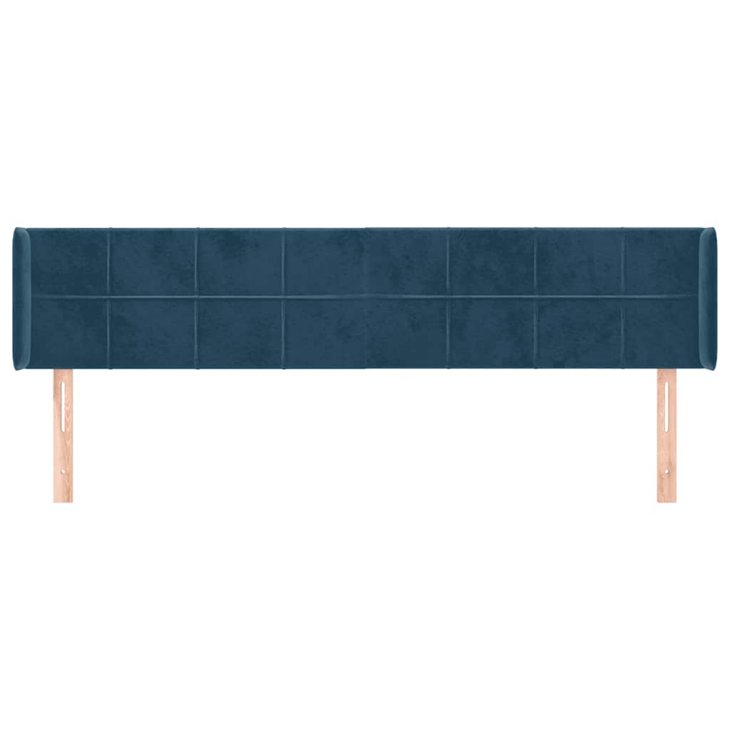 vidaXL Kopfteil mit Ohren Dunkelblau 183x16x78/88 cm Samt