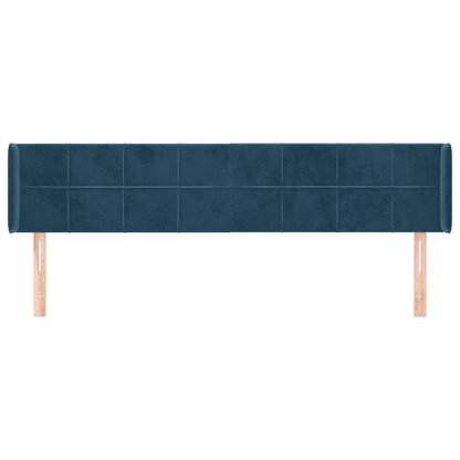 vidaXL Kopfteil mit Ohren Dunkelblau 183x16x78/88 cm Samt