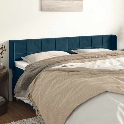 vidaXL Kopfteil mit Ohren Dunkelblau 183x16x78/88 cm Samt