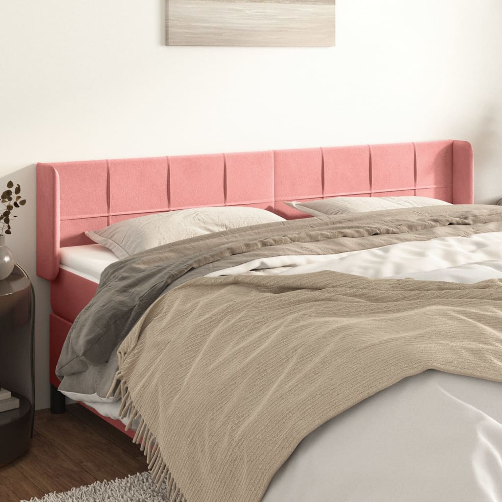vidaXL Kopfteil mit Ohren Rosa 183x16x78/88 cm Samt