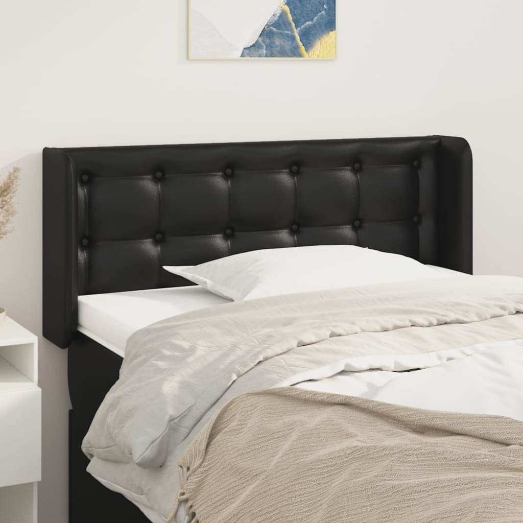 vidaXL Kopfteil mit Ohren Schwarz 83x16x78/88 cm Kunstleder