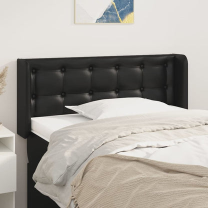 vidaXL Kopfteil mit Ohren Schwarz 83x16x78/88 cm Kunstleder