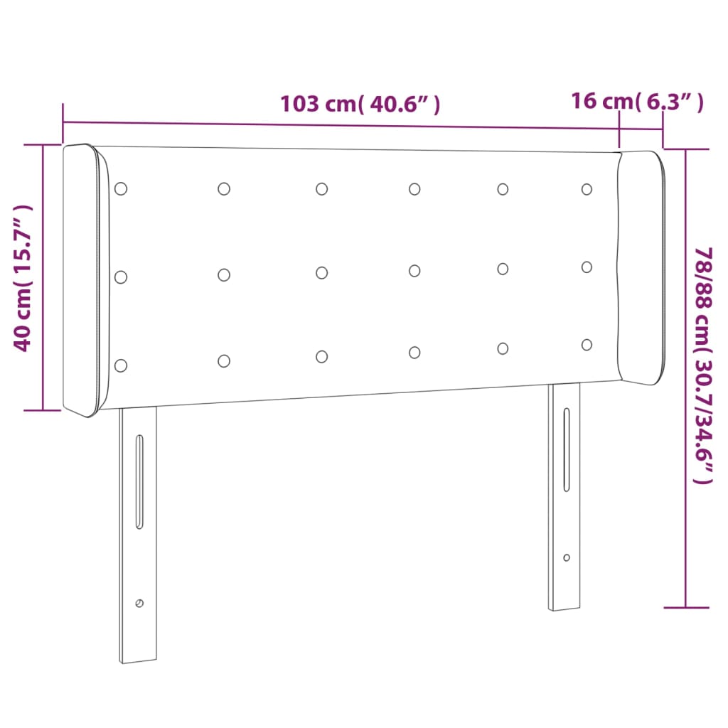 vidaXL Kopfteil mit Ohren Grau 103x16x78/88 cm Kunstleder