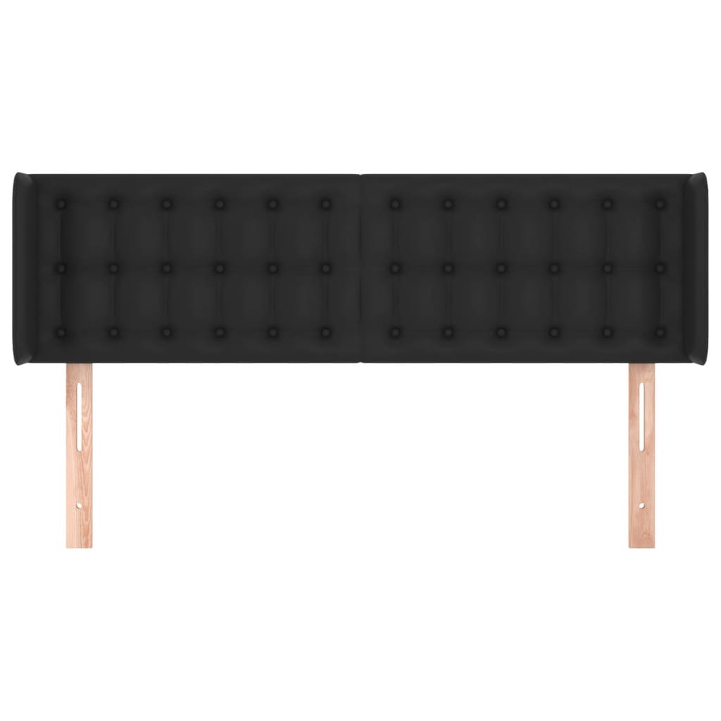 vidaXL Kopfteil mit Ohren Schwarz 147x16x78/88 cm Kunstleder