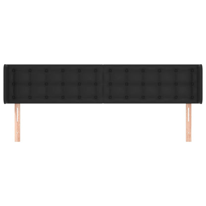 vidaXL Kopfteil mit Ohren Schwarz 163x16x78/88 cm Kunstleder