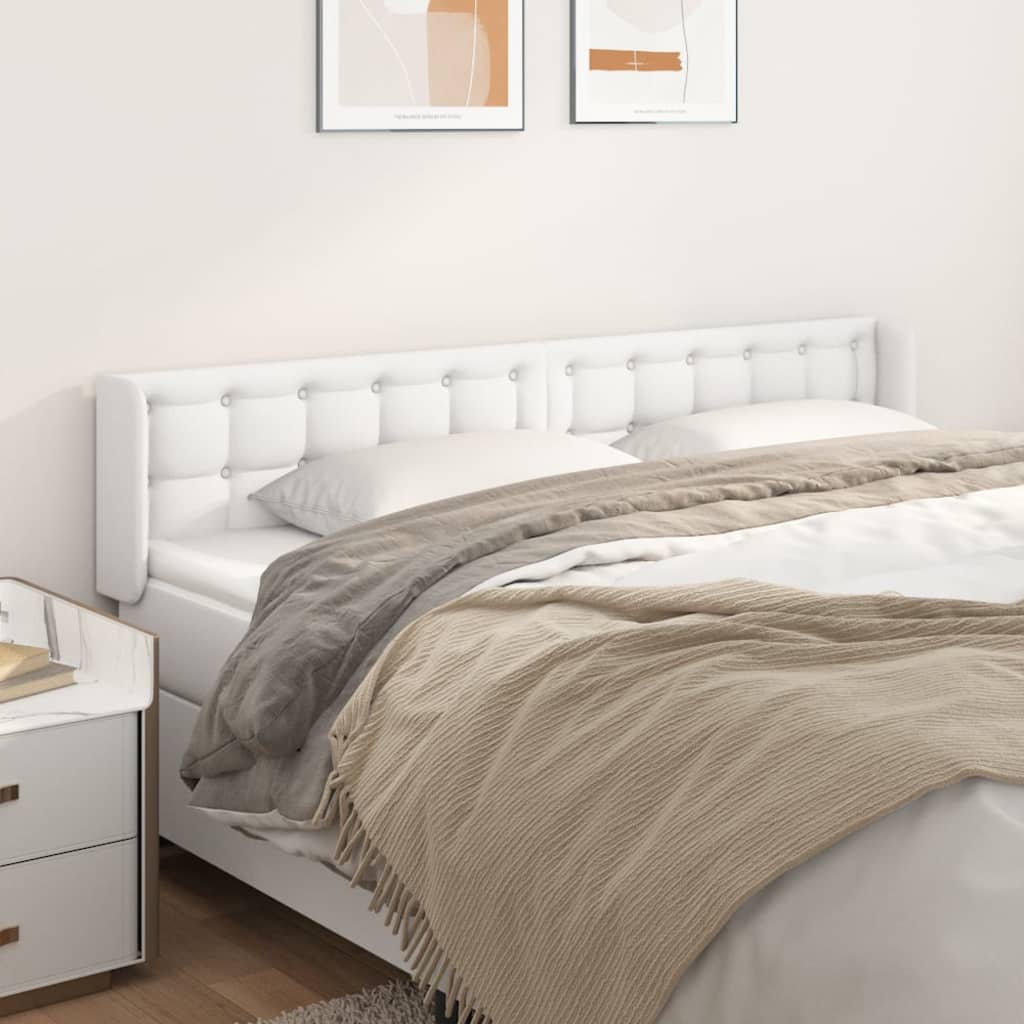 vidaXL Kopfteil mit Ohren Weiß 163x16x78/88 cm Kunstleder