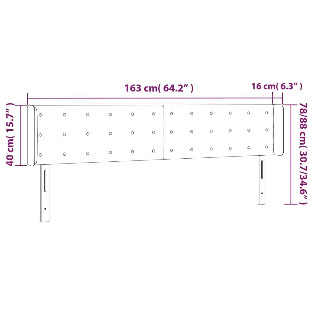 vidaXL Kopfteil mit Ohren Grau 163x16x78/88 cm Kunstleder