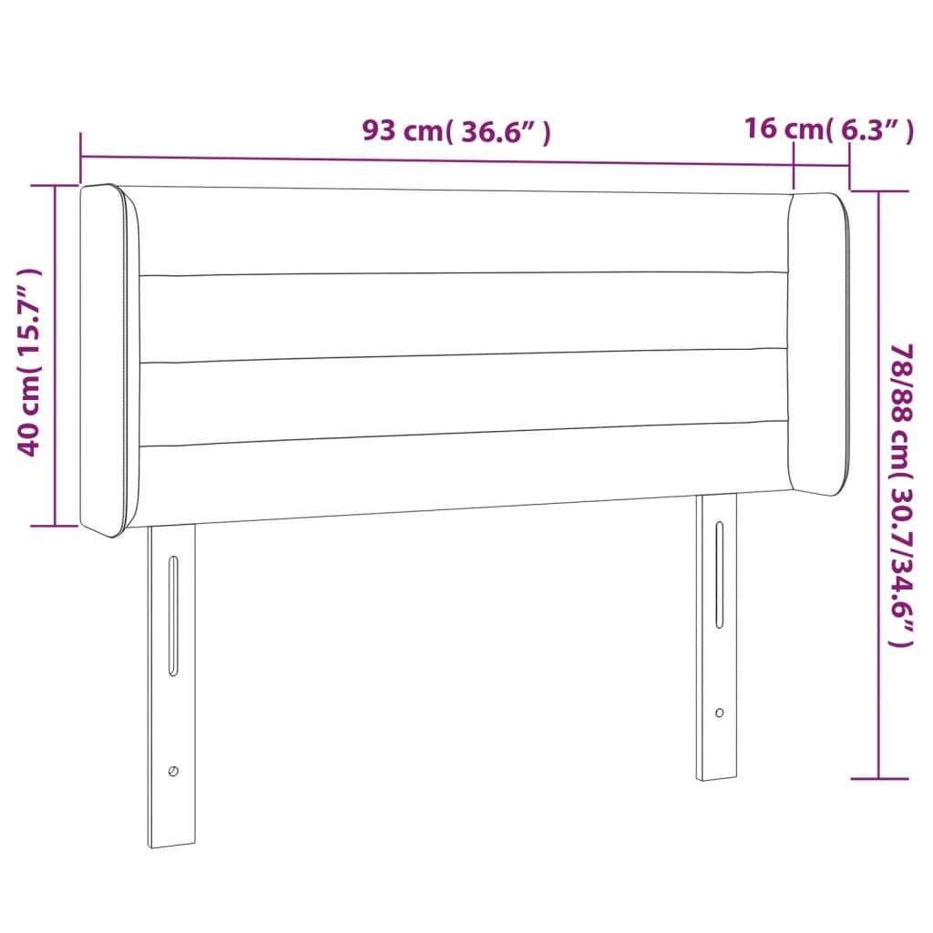 vidaXL Kopfteil mit Ohren Dunkelgrau 93x16x78/88 cm Stoff
