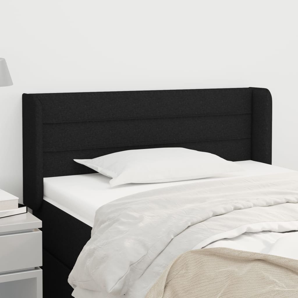 vidaXL Kopfteil mit Ohren Schwarz 103x16x78/88 cm Stoff