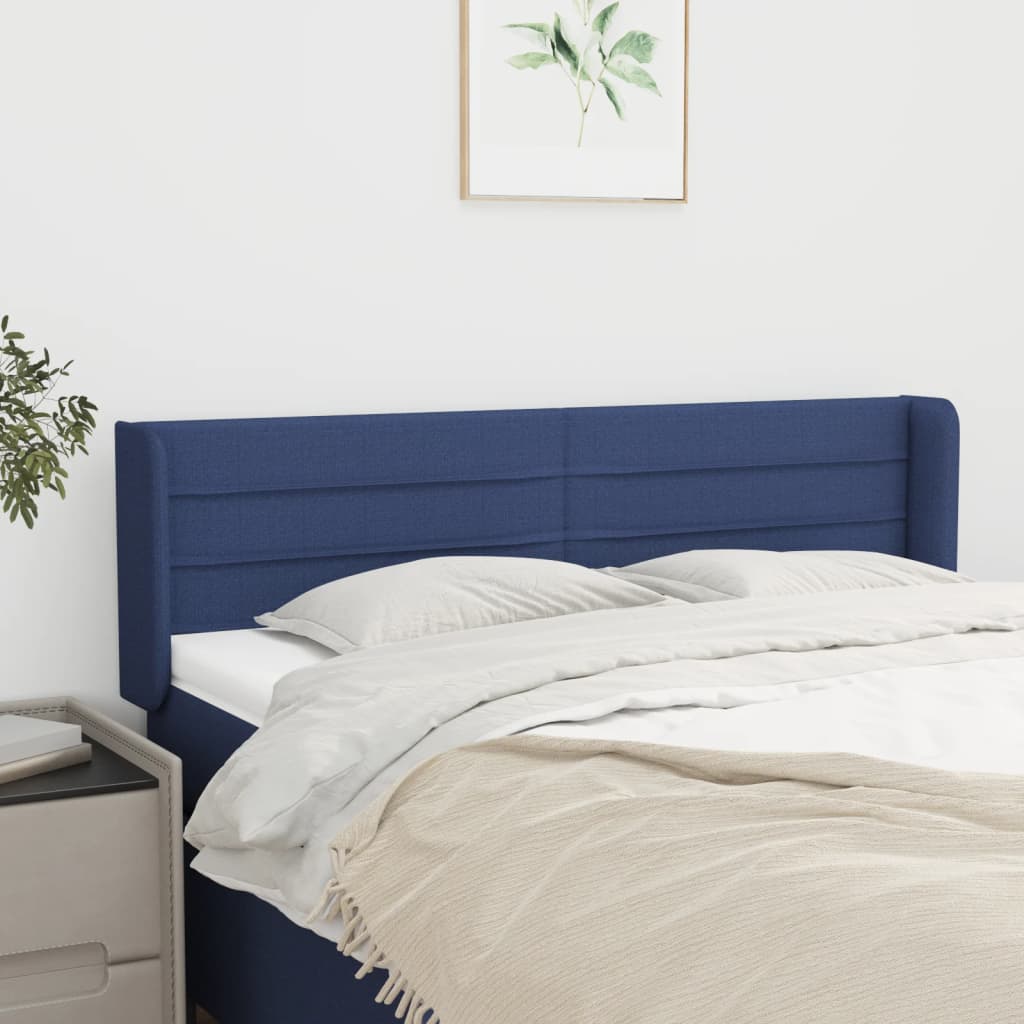 vidaXL Kopfteil mit Ohren Blau 147x16x78/88 cm Stoff