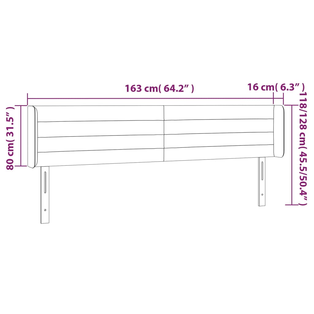 vidaXL Kopfteil mit Ohren Dunkelgrau 163x16x78/88 cm Stoff