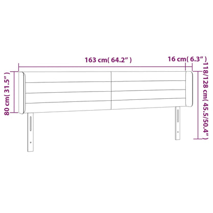 vidaXL Kopfteil mit Ohren Dunkelgrau 163x16x78/88 cm Stoff