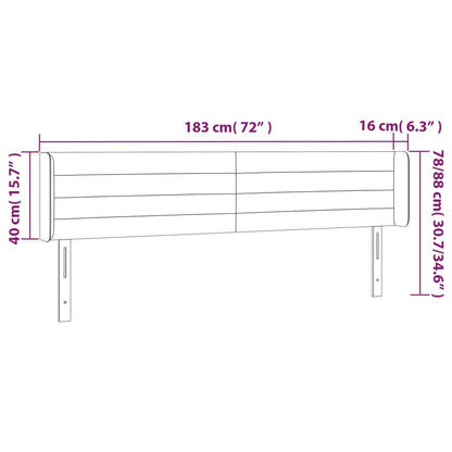 vidaXL Kopfteil mit Ohren Dunkelgrau 183x16x78/88 cm Stoff