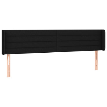 vidaXL Kopfteil mit Ohren Schwarz 183x16x78/88 cm Stoff