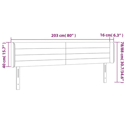 vidaXL Kopfteil mit Ohren Hellgrau 203x16x78/88 cm Stoff