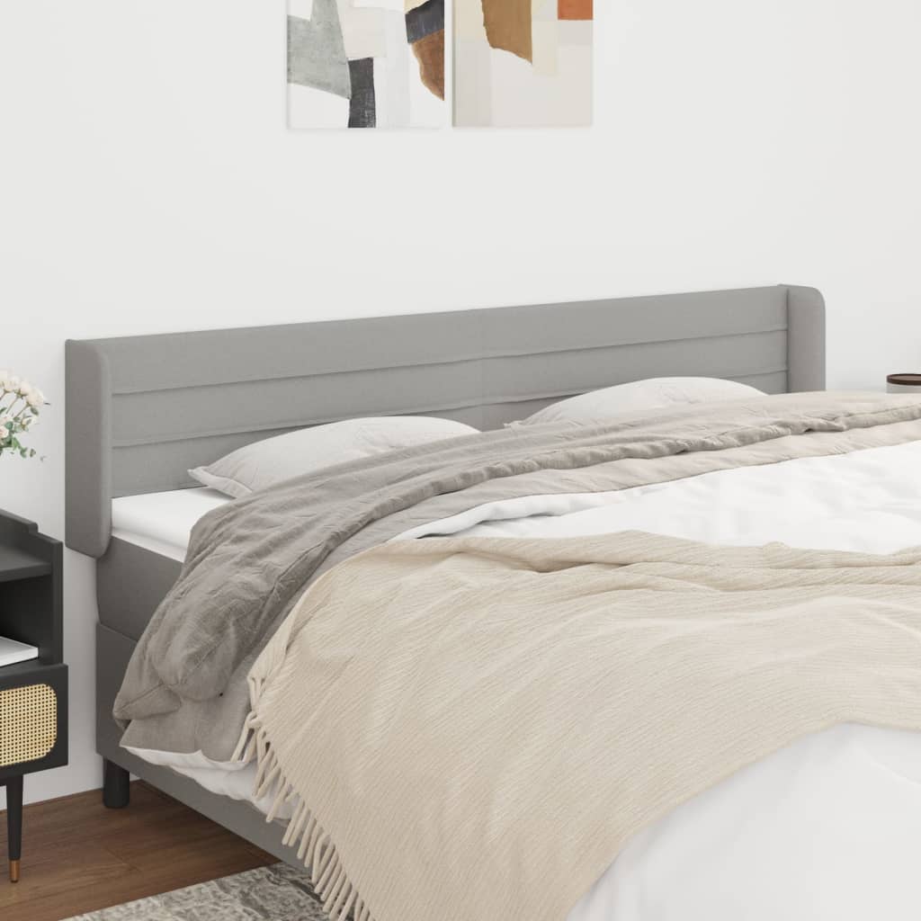 vidaXL Kopfteil mit Ohren Hellgrau 203x16x78/88 cm Stoff