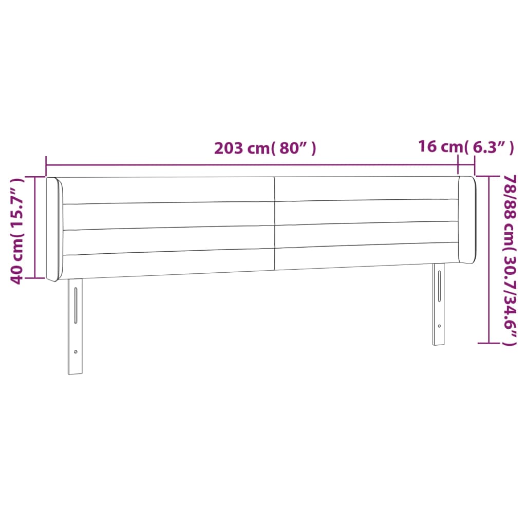 vidaXL Kopfteil mit Ohren Dunkelbraun 203x16x78/88 cm Stoff