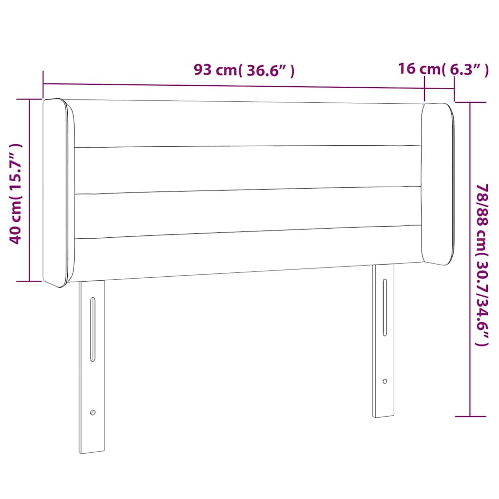 vidaXL Kopfteil mit Ohren Dunkelgrün 93x16x78/88 cm Samt