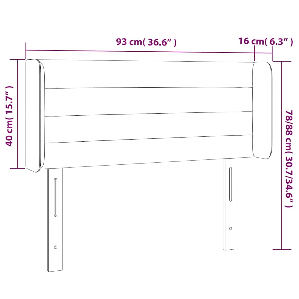 vidaXL Kopfteil mit Ohren Dunkelblau 93x16x78/88 cm Samt
