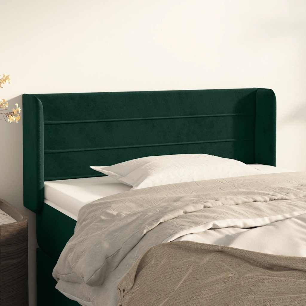 vidaXL Kopfteil mit Ohren Dunkelgrün 103x16x78/88 cm Samt