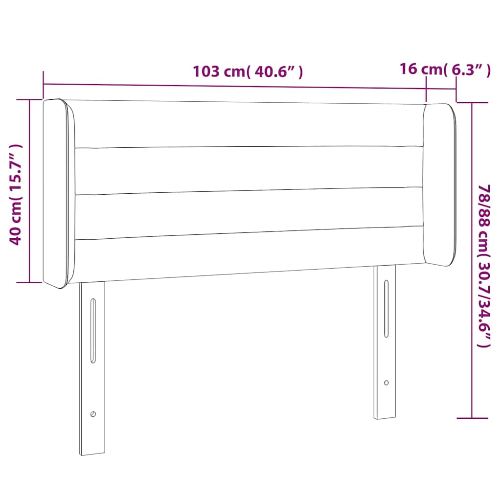 vidaXL Kopfteil mit Ohren Dunkelblau 103x16x78/88 cm Samt