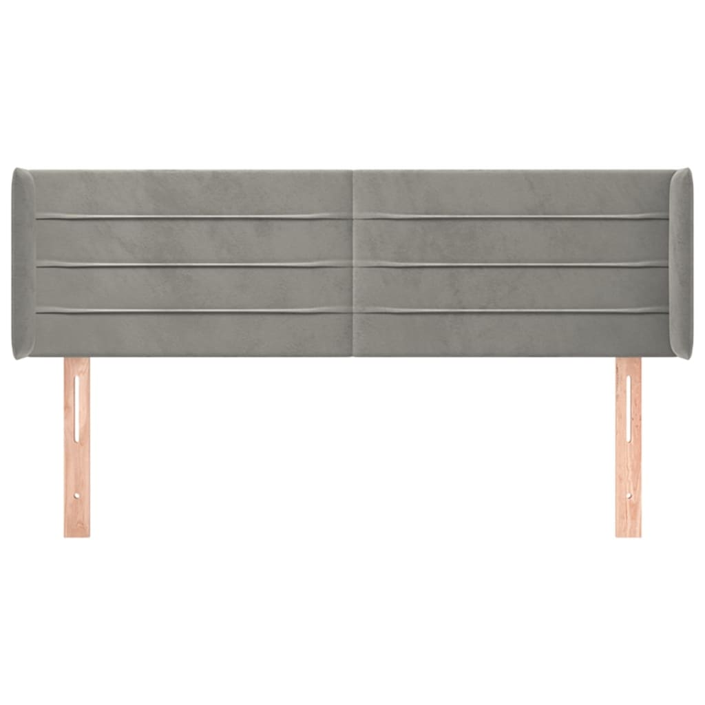 vidaXL Kopfteil mit Ohren Hellgrau 147x16x78/88 cm Samt