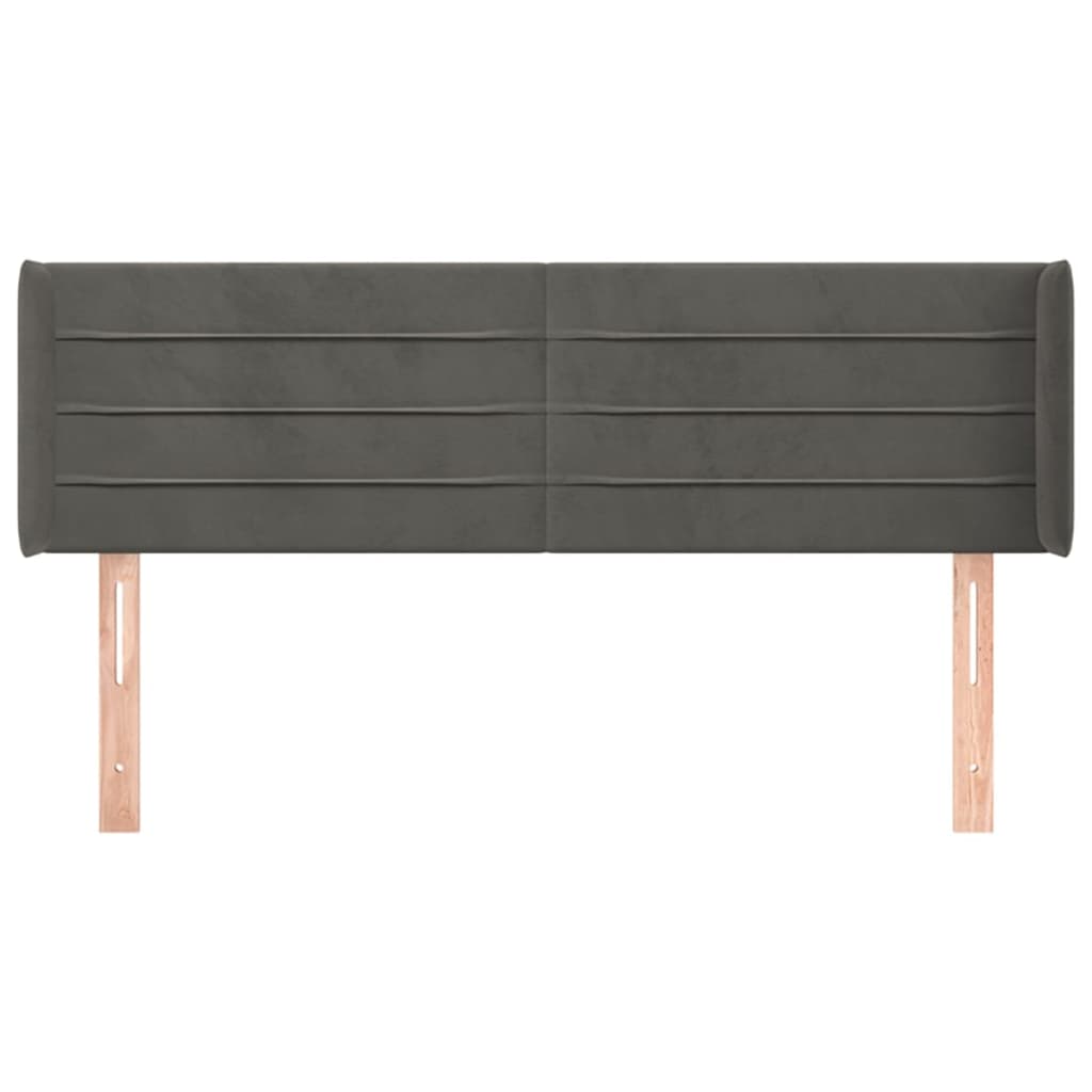 vidaXL Kopfteil mit Ohren Dunkelgrau 147x16x78/88 cm Samt