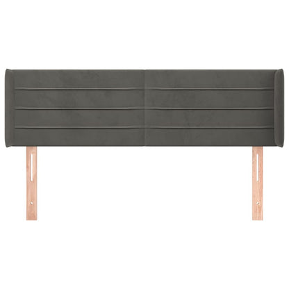 vidaXL Kopfteil mit Ohren Dunkelgrau 147x16x78/88 cm Samt