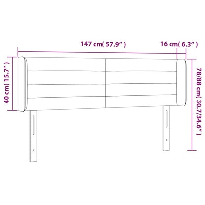 vidaXL Kopfteil mit Ohren Dunkelgrau 147x16x78/88 cm Samt