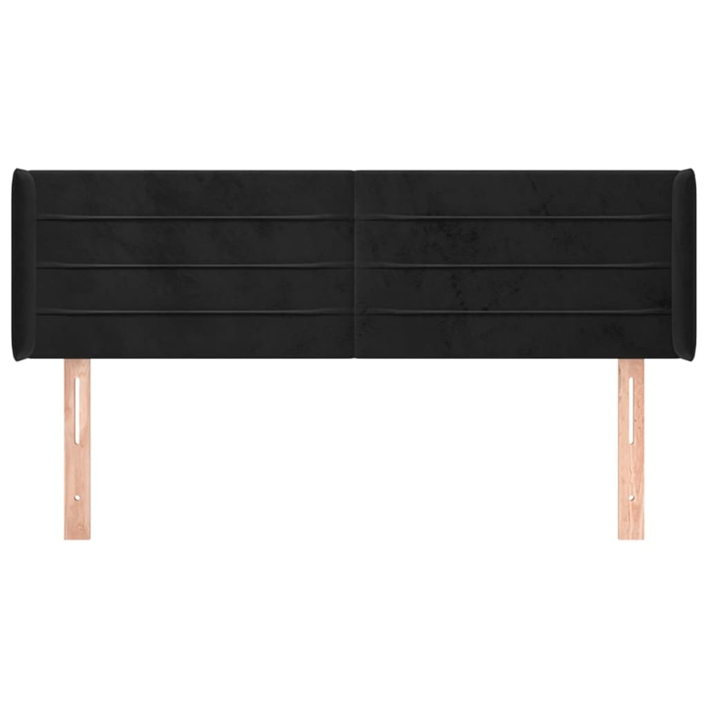 vidaXL Kopfteil mit Ohren Schwarz 147x16x78/88 cm Samt
