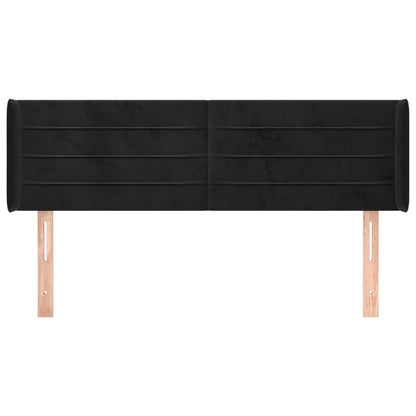 vidaXL Kopfteil mit Ohren Schwarz 147x16x78/88 cm Samt