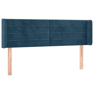 vidaXL Kopfteil mit Ohren Dunkelblau 147x16x78/88 cm Samt