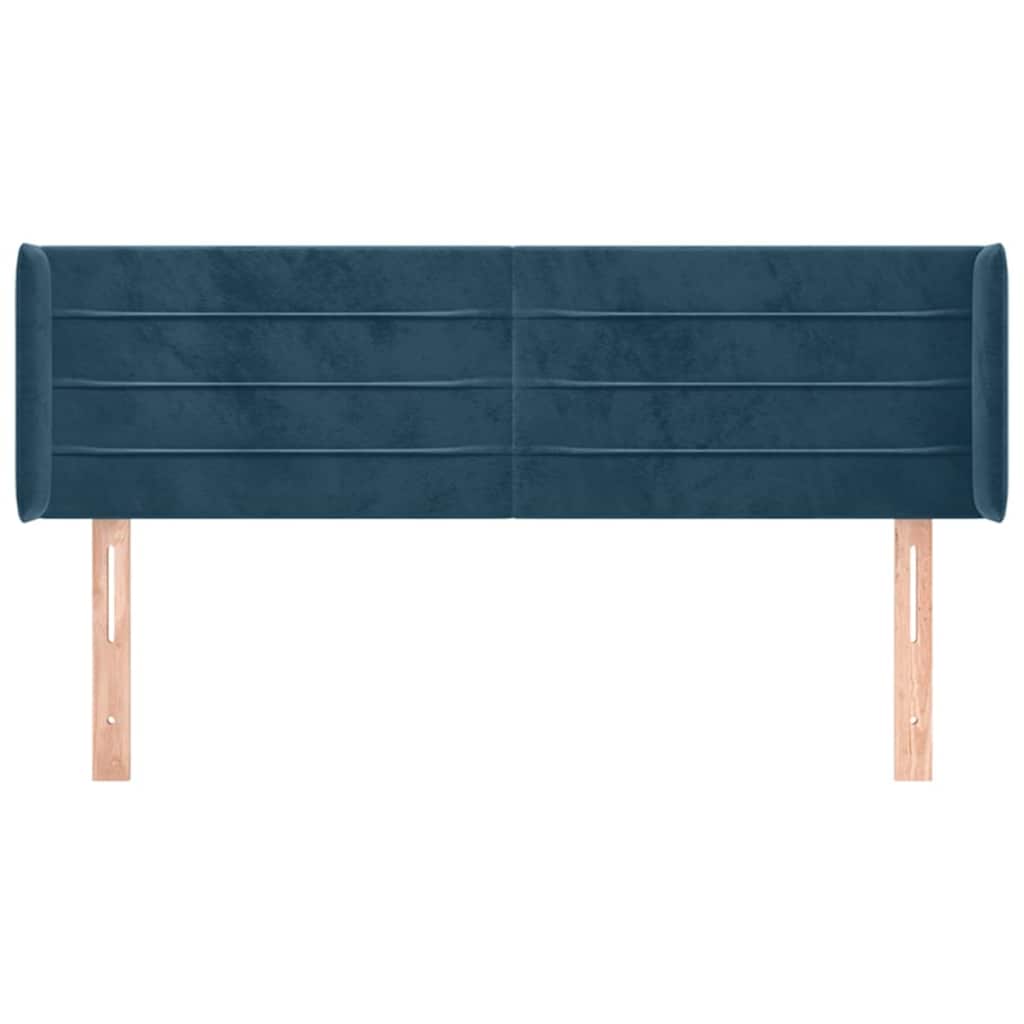 vidaXL Kopfteil mit Ohren Dunkelblau 147x16x78/88 cm Samt