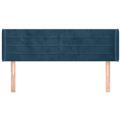 vidaXL Kopfteil mit Ohren Dunkelblau 147x16x78/88 cm Samt