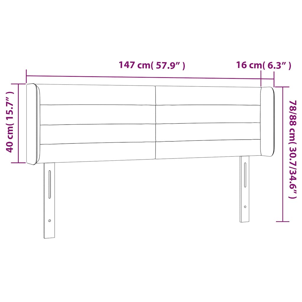 vidaXL Kopfteil mit Ohren Dunkelblau 147x16x78/88 cm Samt