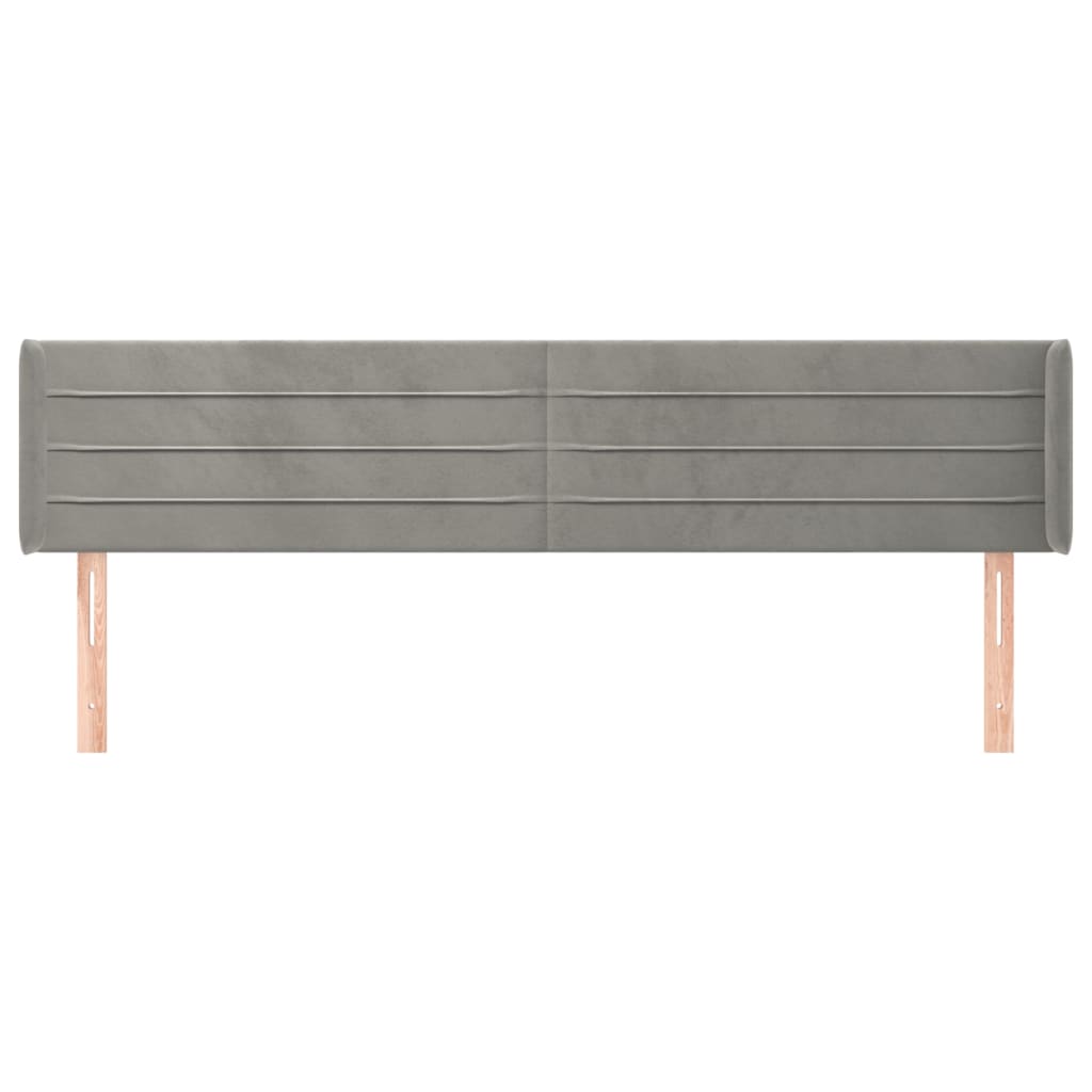 vidaXL Kopfteil mit Ohren Hellgrau 163x16x78/88 cm Samt