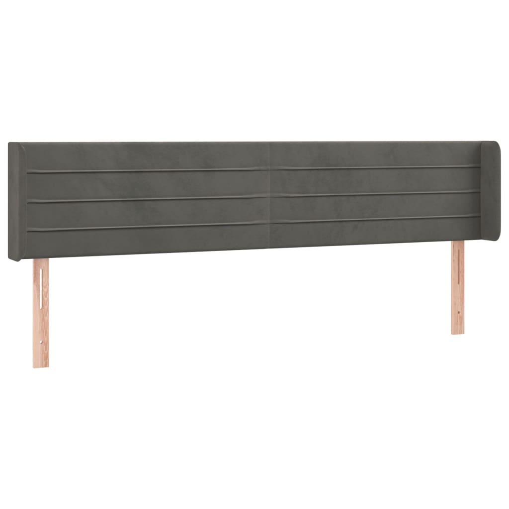 vidaXL Kopfteil mit Ohren Dunkelgrau 163x16x78/88 cm Samt